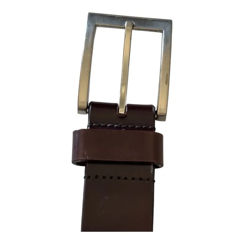 Allen Edmonds Polished Cobbler Leather Belt Brown 38/95 Solid Brass Buckle 42118